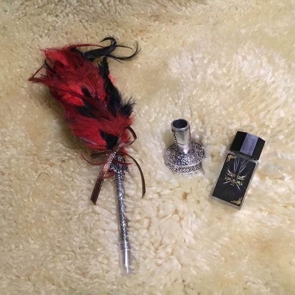 Unique one set with a feather quill, ink, 5 nubs and an ink bottle - new - Picture 4 of 12